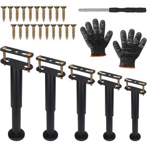 5 Pcs Adjustable Height Bed Support Legs 7.08-12.5 inch with Locking Ring, Bed Frame Center Support Legs for Bed Frame/Bed Center Slat/Furniture, Bed Legs Replacement Bed Slats Support Legs