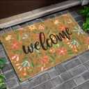 2 x Eohak Spring Welcome Door Mats with Non-Slip Backing Flower Seasonal Door Mat for Farmhouse Door Mat Decoration 17 x 29 Inch (Multi Flower, 17"x29")