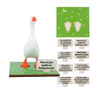 Magnetic Goose Key Holder, 7inch Desk Goose Statue with Wooden Base & Inspirational Sign Kawaii Room Decor Funny Home Office Table Desk Decor Mini Goose for New Apartment Housewarming Gifts