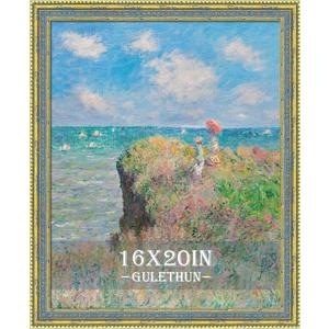 GULETHUN 16x20 Picture Frame Gold - Vintage Photo Frame 16 by 20, Retro Home Decor Wall Hanging Gallery Frames, Sturdy, Plexiglass, Ornate Gold Raised Poster Frame for Vertical & Horizontal Display