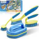 Scrub Brush Set for Bathroom Kitchen Bathtub Toilet Deep Cleaning Brush Tools All Purpose Cleaner Sponge Scrubbing Brushes with Ergonomic Handle, 4-Piece
