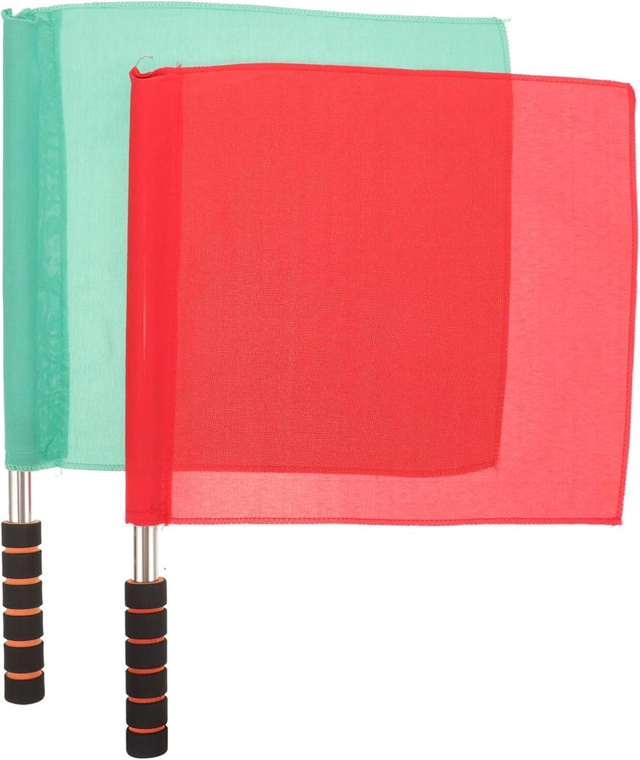 BESPORTBLE Referee Flag Hand Flag Red and Green Sponge Handle Special Patrol Linesman Linesman Performance Official for Sports Events Soccer Football Hockey Training Match