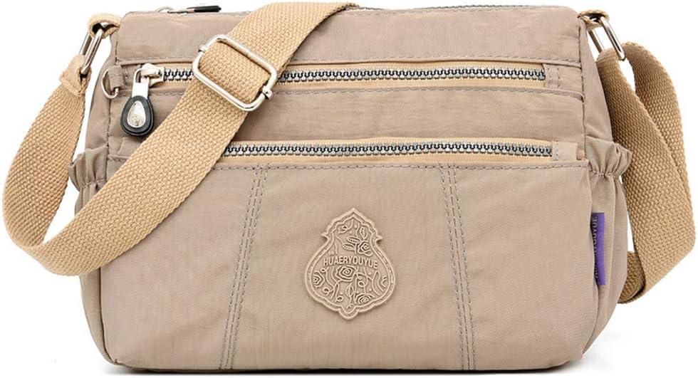 MINTEGRA Shoulder Bag for Women Waterproof Crossbody Purses Lightweight Nylon Work Travel Purse Messenger Bag (Apricot)