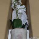 Faux White Orchid Plant, Premium Artificial Indoor Flower Display Stands 24, Beautiful Sculptural Blooms That Lasts Forever, Grey Planter Pot Included