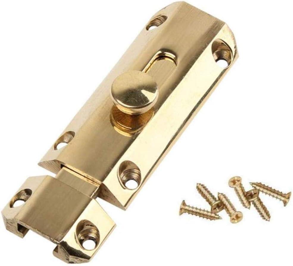 Liyafy 3" Pure Brass Slide Barrel Door Bolt Heavy Duty Gate Security Lock Latch Gold
