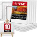 ESRICH Stretched Canvas for Painting 11x14 Inch, 10 Pack Blank Canvas -5/8 in Profile Primed Cotton White Canvases for Painting for Oil & Acrylic Paint