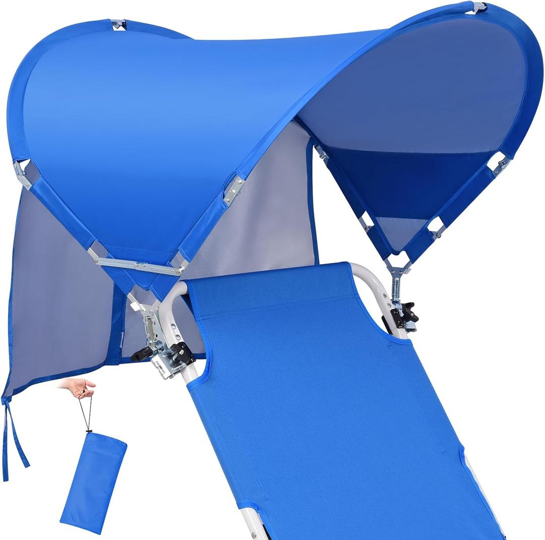 XL Universal Wind-Resistant Chair Umbrella Canopy, Extra Large Foldable UPF 50+ Sun Shade Attachment with Adjustable Clamp, Fits Most Beach, Camping, Lawn, Sports, Zero Gravity Chairs, Wheelchairs