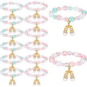 Ecally 12 Pcs Ballerina Party Favors Ballerina Bracelet Bulk Dance Bracelet Gift Party Supplies for Women Costume Jewelry Princess Toddlers Kids Girls