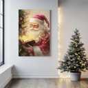 GSPQAZ Santa Claus Reading Christmas Wall Art - Magical Holiday Canvas Print for Festive Vintage Decor 16x24inch-Unframed (5)