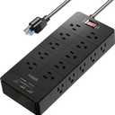 Power Strip 23 in 1, 20 Outlets Surge Protector Wall Mount with 2 USB+1 USB C Ports, Multi Plug Extension Cord 6ft Heavy Duty, Accessories for Gaming, Studio, Home, Office, Desk Organizers (black power strip)