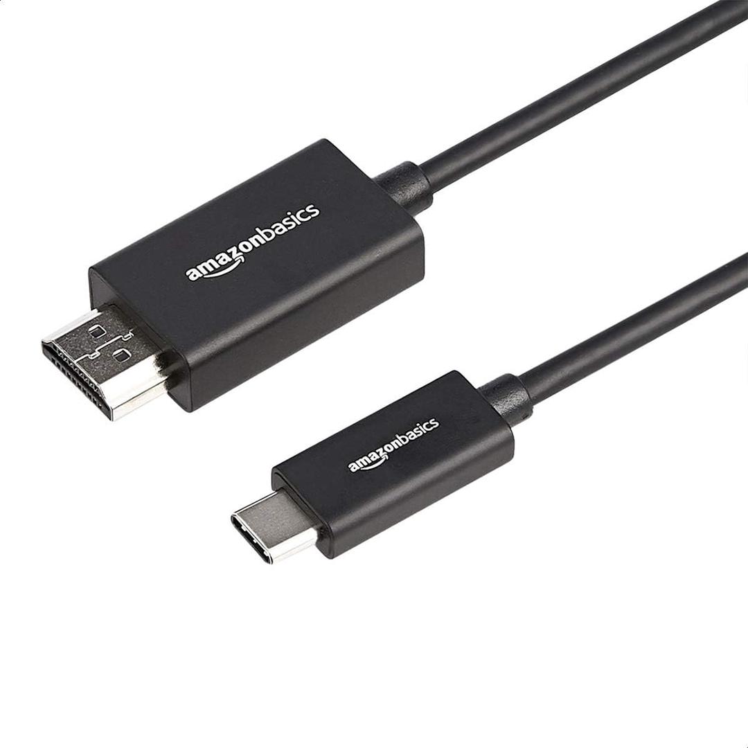 Amazon Basics Premium Aluminum Uni-Directional USB-C (Source) to HDMI (Display) Cable Adapter (Thunderbolt 3 Compatible) 4K@60Hz, 6-Foot, Black