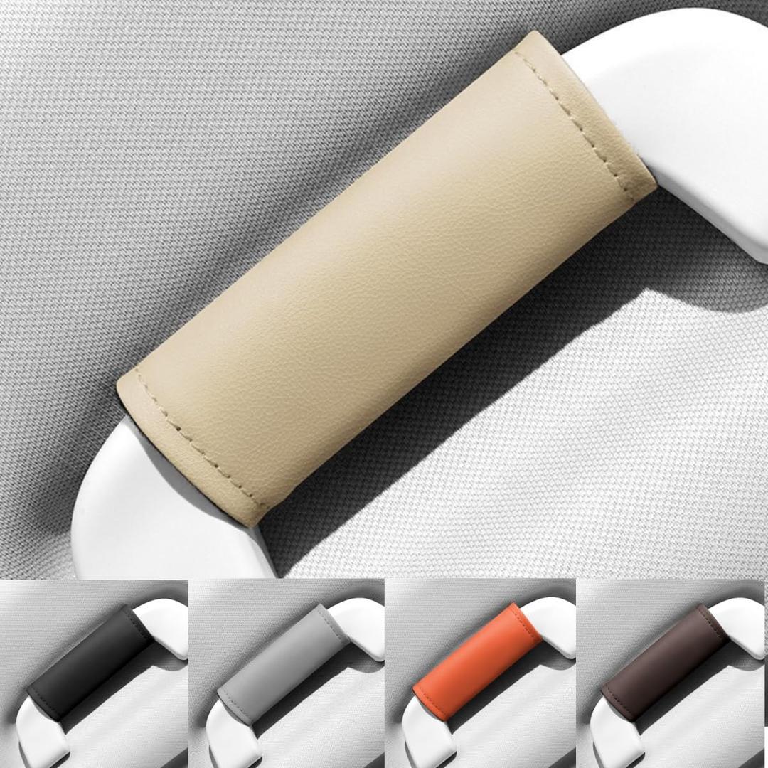 Cars Grab Handle Cover,Door HandleCovers for Car Inside Door HandleProtector Car Grab HandleCover, Leather Anti-Scratch Cover for Auto Inner Front Rear Doors Pull Handle,Soft Cars Grip Gloves (2 PCS, Beige)