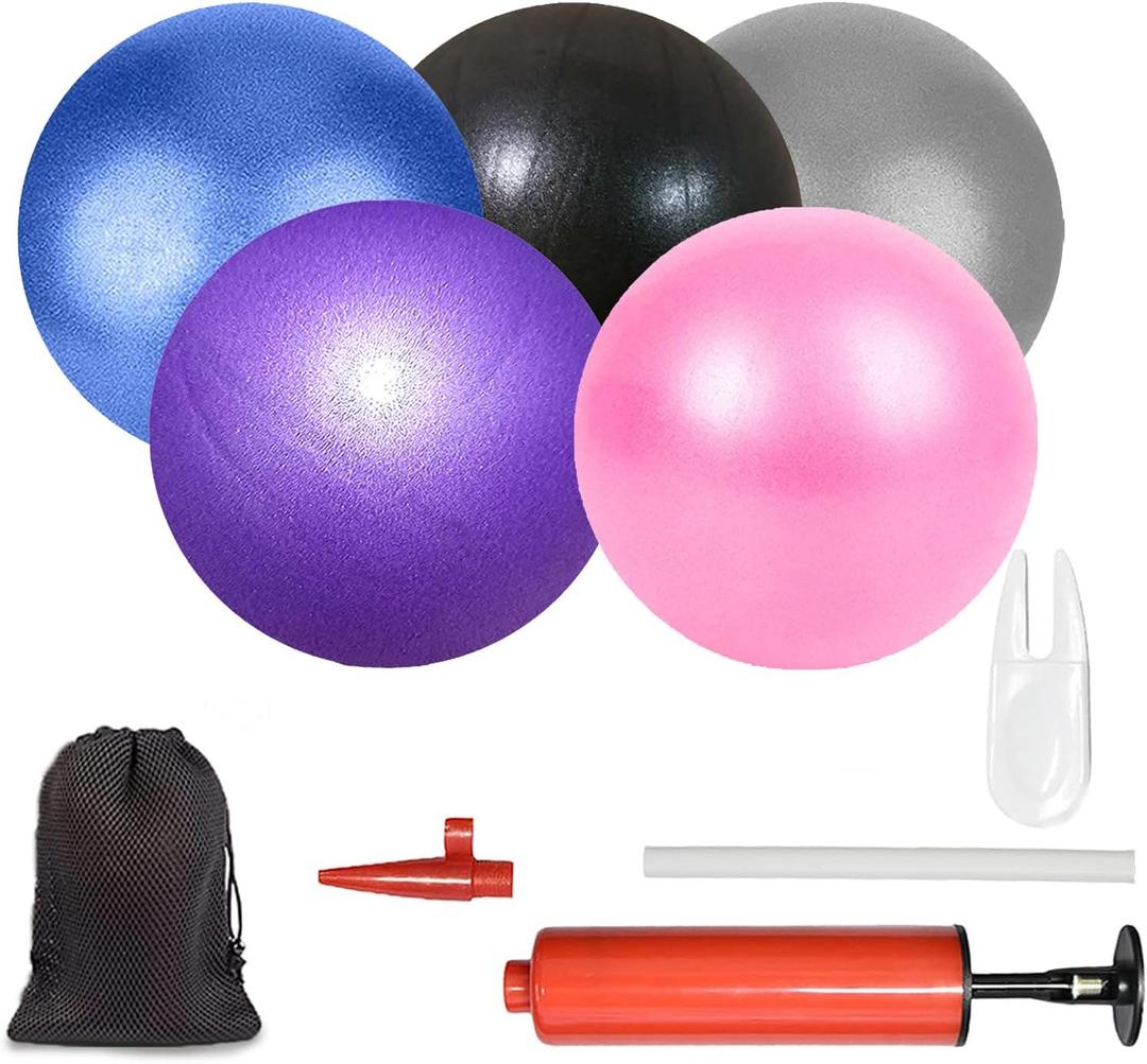 9 Inch Exercise Pilates Mini Yoga Balls Barre for Home Stability Squishy Training Physical Therapy Improves Balance with Inflatable Straw(5 PCS)