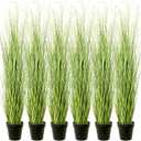 6 Pack 4 ft Tall Artificial Grass Plant Fake Pampas Grass in Pot Large Faux Floor Plants Potted Artificial Greenery for Indoor Outdoor Garden Home Bathroom Office Room Housewarming Wedding Decoration