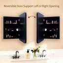 Bathroom Medicine Cabinet with Black Metal Framed Mirror, Recessed or Wall Mount Bathroom Vanity with Wood Storage Shelves 17.5x26 inch