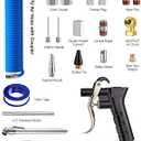 SARDVISA 22-Packs Air Compressor Accessories Kit, 25FT Upgrade Repairable PU Air Hose with 1/4'' NPT Air Tool Kit, Air Blow Gun/Air Chuck/Tire Gauge, Pneumatic Tool Set