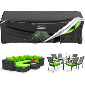 UIRWAY Patio Furniture Covers, 74"L x 47"W x 28"H Outdoor Table Chair Covers Waterproof Rectangle Winter, 420D Heavy Duty Large Patio Sectional Couch Set Cover for Lawn, Garden with Reflective Strips
