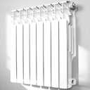 Quiet Energy Saving Hot Water Radiator, 8-Panel Wall-Mounted Aluminum Radiator Heater for Kitchen, Bathroom and Bedroom