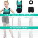 BAOHULU Girls Gymnastics Leotards with Active Shorts Sparkly Tank Biketards Toddler Kids Dance Practice Outfit (9-10 Years, Diamond Blackgreen Set)