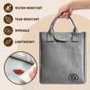 Axcone Insulated Lunch Box for Women men, Reusabl Lightweight Leakproof Lunch Tote Bag, Water-Resistant Tyvek Material Adult Cooler Bag for Work, Picnic, Travel,Grey (Gray)