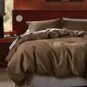 Bedsure Cotton Duvet Cover King - 100% Cotton Waffle Weave Brown Duvet Cover King Size, GentleSoft and Breathable Bedding Set for All Season, 3 Pieces, 104"x90"