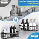 EUDELE Adhesive Shower Caddy, 5 Pack Rustproof Stainless Steel Bath Organizers With Large Capacity, No Drilling Shelves for Bathroom Storage & Home Decor (XL size, Black)