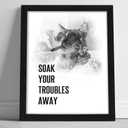 arteWOODS Funny Cool Cat Bathroom Wall Art - Rustic Farmhouse Wall Decor with Humorous Quotes Black Framed Print Artwork Cute Animal Pictures for Shower Toilet Restroom Kid's Washroom 8x10 Inch