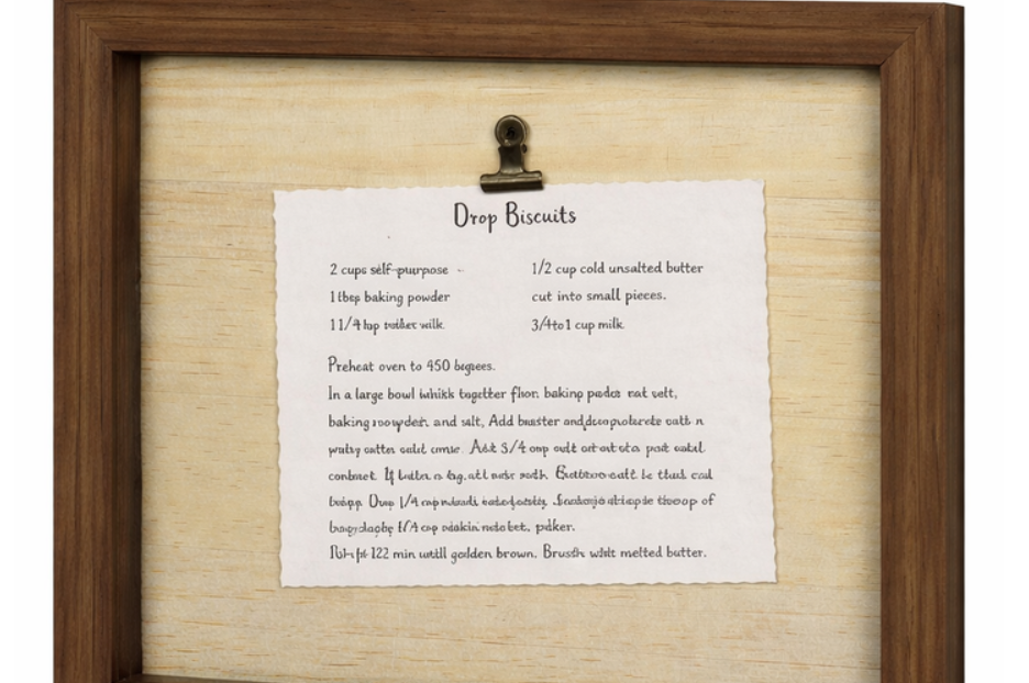 Framed “Drop Biscuits” Recipe Kitchen Wall Art (Farmhouse Style), 12 x 16 inches