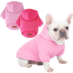2 Pack Dog Hoodie Warm Hood Dog Sweater Cold Weather Small Dogs Sweatshirt Comfort Pet Clothes for Small Medium Dogs with Pockets Cats Chihuahua Clothes for Male Female Girl Boy Sporty Daily Wear