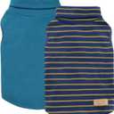 KYEESE 2Pack Sweater Pullover for Medium Dogs Male Warm Coats Stretchy Dachshund Clothes Soft Sweatshirt Turtleneck (X-Large (19-27lbs), 2# Stripe+Navyblue)