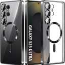 2 x Compatible with Samsung Galaxy S25 Ultra Case（Only）.Magnetic Cover for S25 Ultra. Glossy Slim Thin Soft funda capa para for Galaxy S25 Ultra 6.9 inch.Compatible with MagSafe (Black)