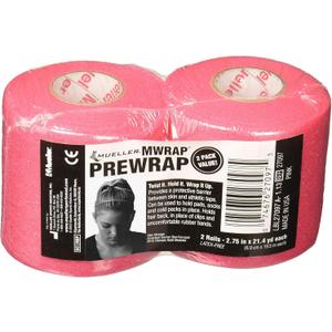 Mueller Sports Medicine MWrap, Pre Wrap, Athletic Tape Underwrap for Sports, Hair, Ankles, Wrist, Hands and Knees, Water-Resistant, Latex Free, 2.75" x 21.4 Yards Per Roll, 2 Rolls (Pink)