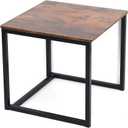 BAOYOUNI End Table 19.68'' Square Side Table Wooden Nightstand Coffee Tables with Black Frame for Living Room, Bedroom, Office - Easy Assemble (Small (19.68'' X 19.68'' X 18.5''))