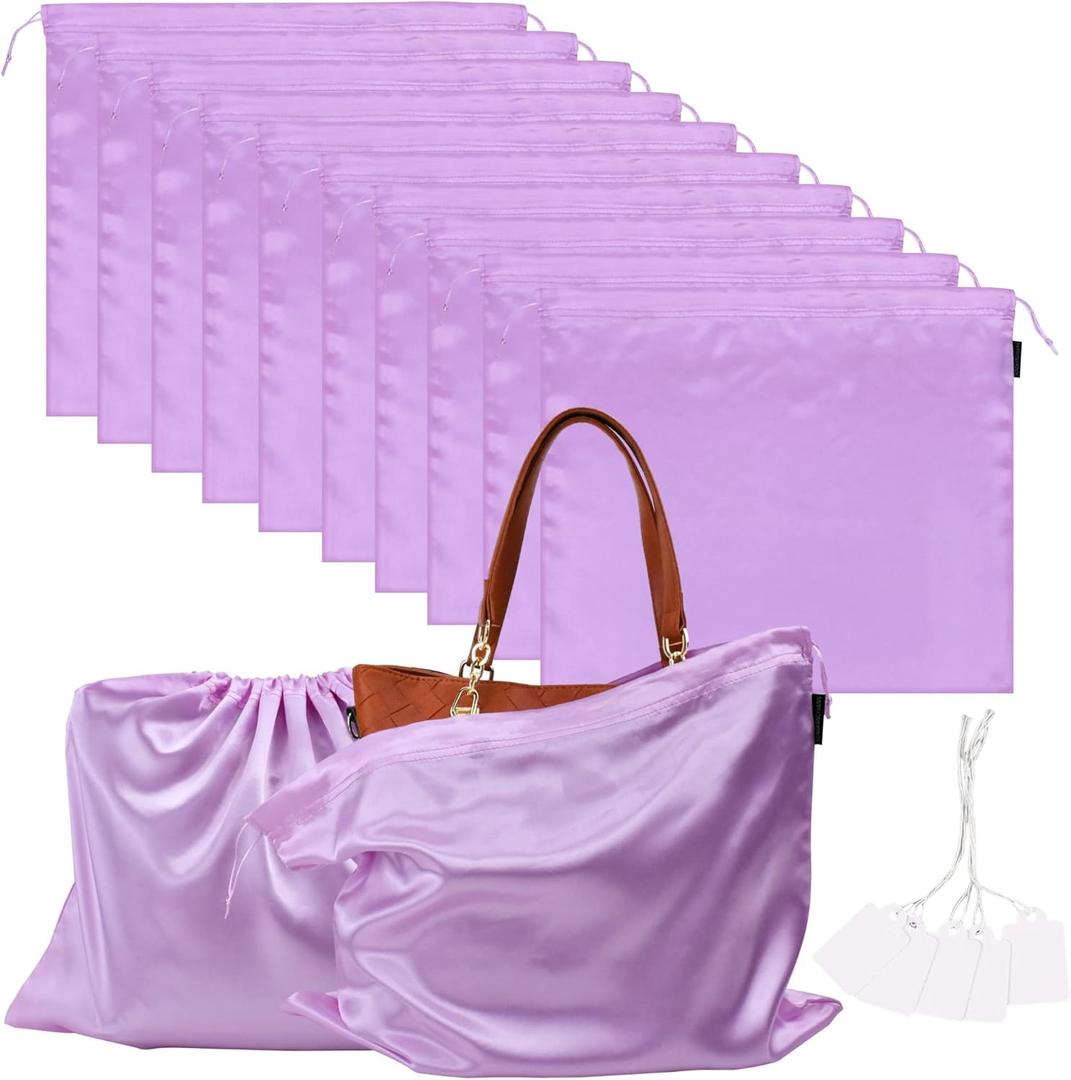 10 Pack Dust Bags for Purses and Handbags, Silk Dust Cover Storage Bag with Drawstring Travel Storage Pouch for Handbag Purse Shoes Boots (Pink, 23.6  19.6 in)