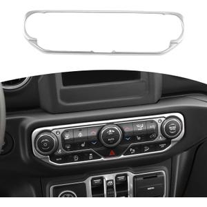 RT-TCZ for Wrangler JL Center Dash AC Switch Cover Trim Frame Silver for Jeep Wrangler JL JLU Gladiator JT 2018-2023 Silver Interior Accessories