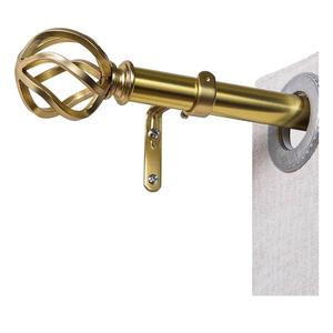 H.VERSAILTEX Window Curtain Rods for Windows 66 to 120 Inches Adjustable Decorative 3/4 Inch Diameter Single Window Curtain Rod Set with Twisted Cage Finials, Gold