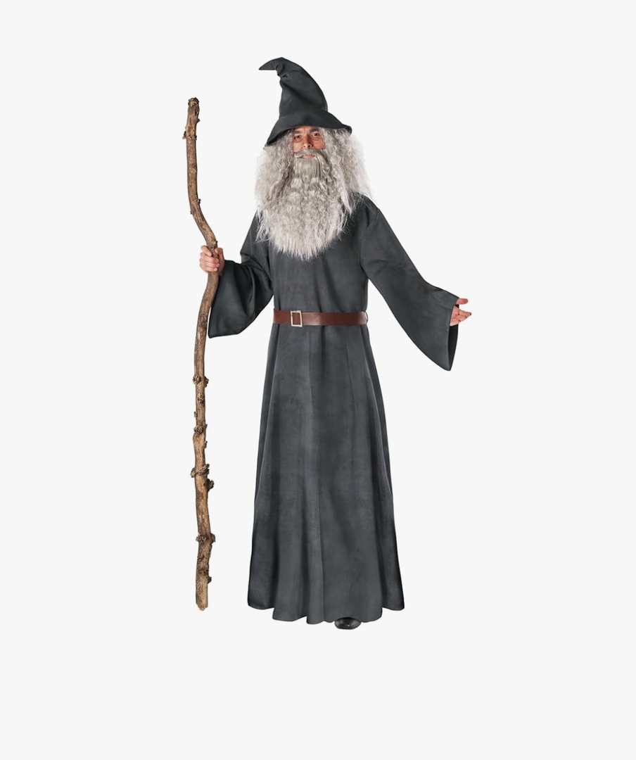 Morph Wizard Costume Men With Wig Warlock Robes Grey Wizard Outfit Adults Halloween Costumes For Men XL