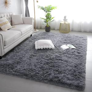 6x9 Grey Fluffy Shag Rug for Bedroom Soft Plush Fuzzy Washable Carpet for Living Room, Modern Comfy Shaggy Non Slip Floor Large Area Rugs for Kids Baby Nursery College Dorm Room, Gray