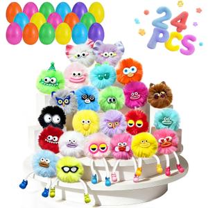 Prefilled Easter Eggs,Easter Basket Stuffers - 24 Pack,Fun Plush Bulk Gift Filled Easter for Kids