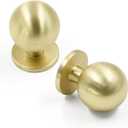 FILTA 10 Pack 1Inch(27mm) Diameter Round Solid Ball Brushed Gold Cabinet Knobs Drawer Pulls Cabinet Hardware for Kitchen Cabinets and Bathroom Cabinets (Single Hole Knob)