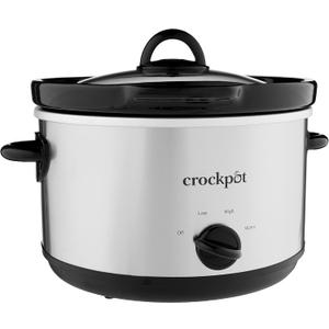 Crock-Pot 5-Quart Smudgeproof Round Manual Slow Cooker with Dipper Silver