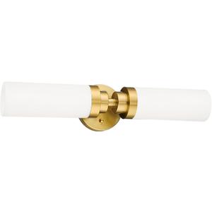 Emak Modern 22 Inch Bathroom Light Fixtures Over Mirror, Brushed Gold Vanity Light Bar with Milk Glass Shade, 2-Light Bathroom Wall Sconce, VL085-BGD-ML-2