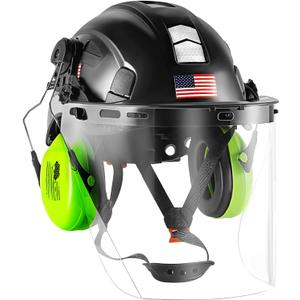 Forestry Safety Helmet Chainsaw Helmet with Polycarbonate Full Clear Visor and Ear Muffs 3 in 1 Forestry Hard Hat