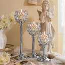 Silver Crystal Tealight Candle Holders Set of 12 (4 Sets) - Tall Bling Bowl Candelabra Centerpieces for Dining Table, Wedding, Party & Fireplace Mantel Decor