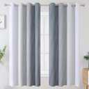 Estelar Textiler Grayish White and Grey Blackout Curtains for Living Room, Ombre Thermal Insulated Noise Reducing Blackout Drapes for Bedroom, Full Room Darkening Grommet Curtains, 52Wx63L, 2 Panels