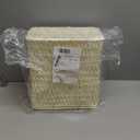Coeusy 3 Gallon Paper Rope Bathroom Trash Can,Small Wicker Trash Cans with Lid and Liner,Woven Rattan Narrow Waste Basket for Bedroom,Office,White