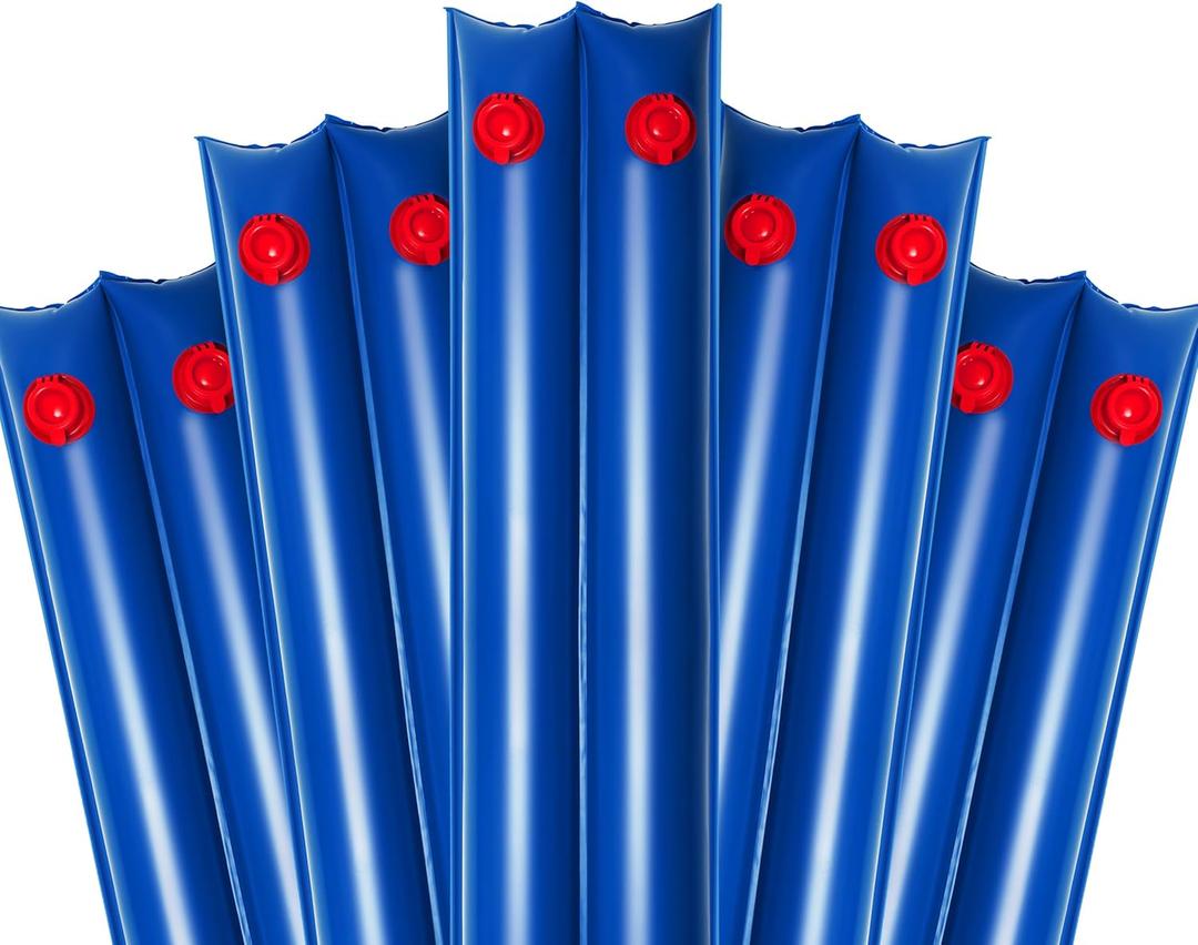 8Ft Pool Water Bags,Double Chamber Water Tubes for Inground Pool Cover 0.4mm PVC(27Gauge) Extra Durable Pool Cover Weights for Winter Pool Cover Closing (Blue, 5Packs-8Ft)
