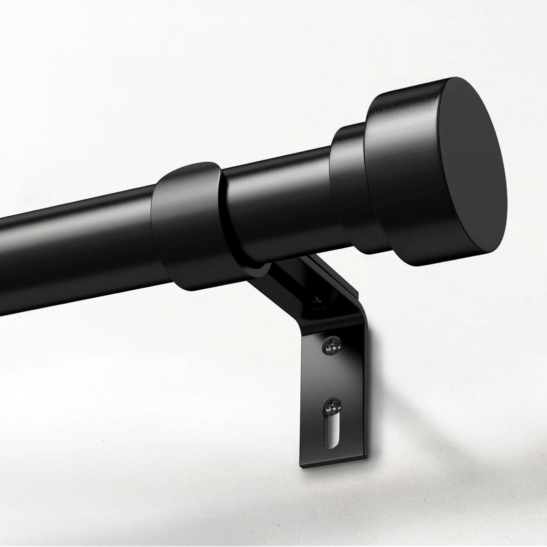 IFELS Heavy Duty Curtain Rods for Windows 48 to 84 Inch, 1 Inch Adjustable Black Curtain Rod with Easy Installation and Modern Design (A1,Black,30-90")