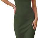 PRETTYGARDEN Women Bodycon Midi Dress 2025 Summer Spring Casual Vacation Sundress Fitted Sleeveless Tank Dresses (Small, Army Green)