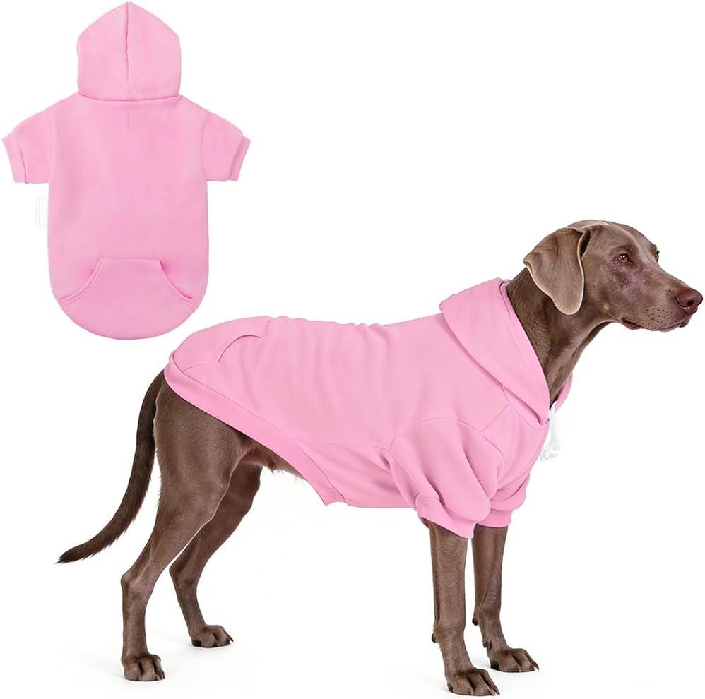 KOOLTAIL Basic Dog Hoodie - Soft and Warm Dog Hoodie Sweater with Leash Hole and Pocket, Dog Winter Coat, Cold Weather Clothes Sweatshirt for Small Medium Large Dogs Puppy Cat Boys Girls Pink XL/XXL